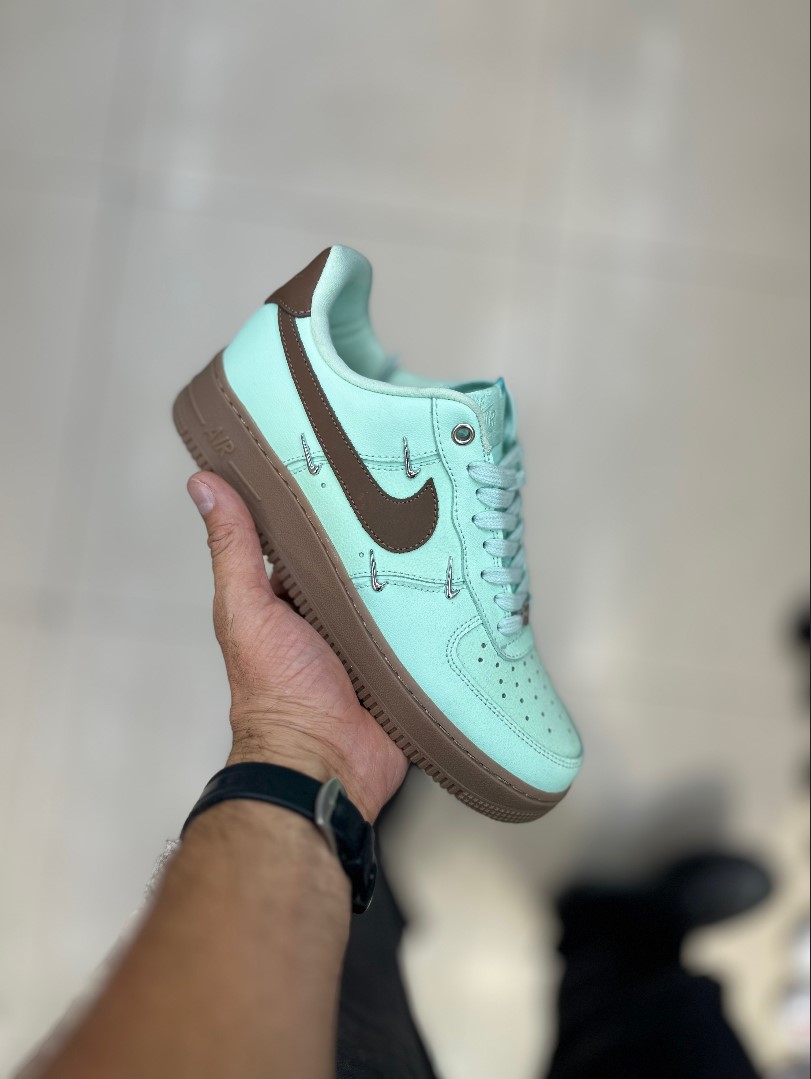 کتونی نایک ایر فورس ۱ رنگ سبز پاستلی قهوه ای Nike Air Force 1